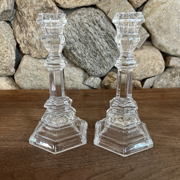 Tiffany & Co. Other - Tiffany & Co. Clear Crystal Pair of Faceted Candlesticks